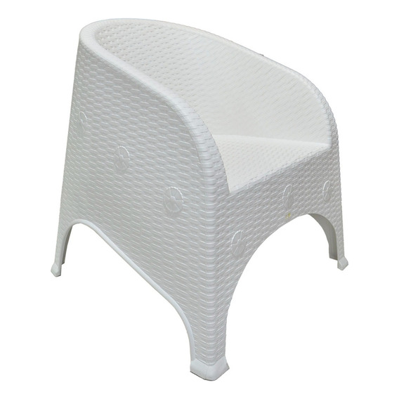 Sillon Plastico Jardin Simil Rattan Reforzados Con Filtro Uv Color Blanco