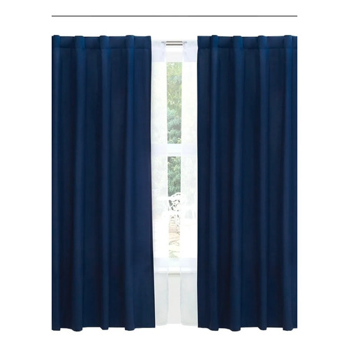 Cortinas Viasoft Cortas 1.80m Alto Vianney Color Marino