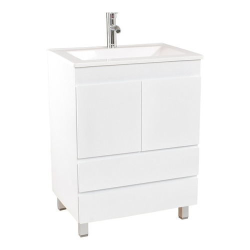 Mueble para baño Eka Sanitarios Bariloche con mesada de 50cm de ancho, 80cm de alto y 40cm de profundidad con bacha y mueble color blanco con un agujero para grifería