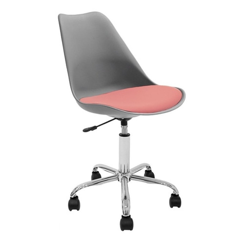 Silla Oficina Escritorio Operativa Pc Tulip Newmo Color Gris Asiento Rosa