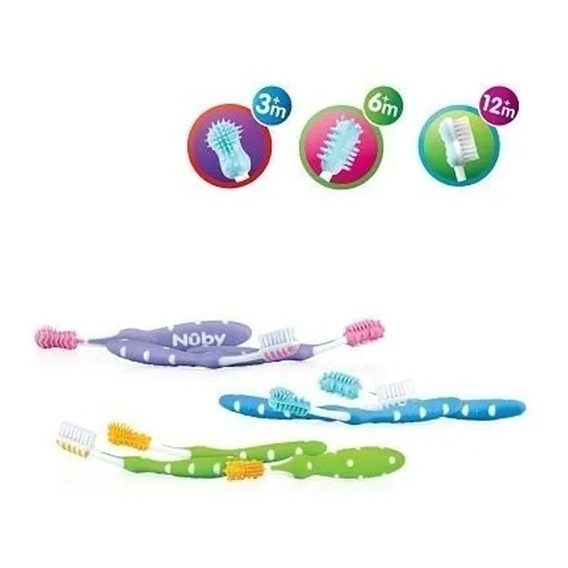  Set De 3 Cepillos De Dientes Nuby Varios Color - Bemar Babys