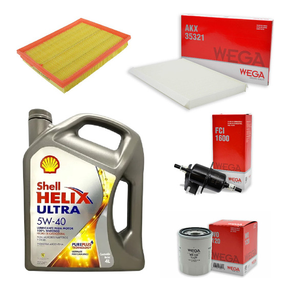 Kit 4 Filtros + 4l Aceite Shell 5w40 Fiat Palio Wega