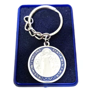 Medalla San Benito Doble Imagen Acero Quirurgico C/ Llavero