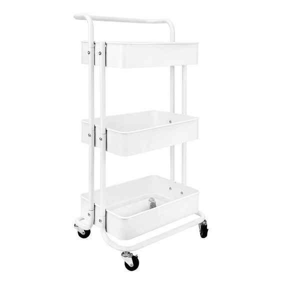 Carrito De Almacenamiento Organizador Con Ruedas Multiusos Color Blanco