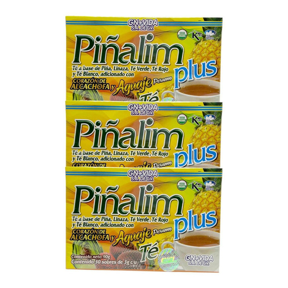 Té Piñalim Plus Aguaje Peruano 30 Sobres Gn+v 3 Cajas