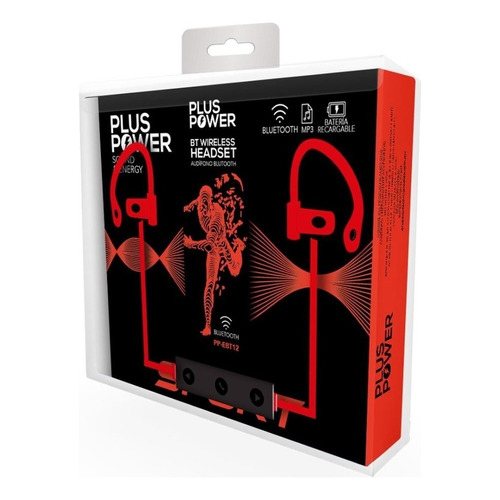 Audífonos Bluetooth Sport Plus Power /manos Libres Pp-ebt12 Color Rojo