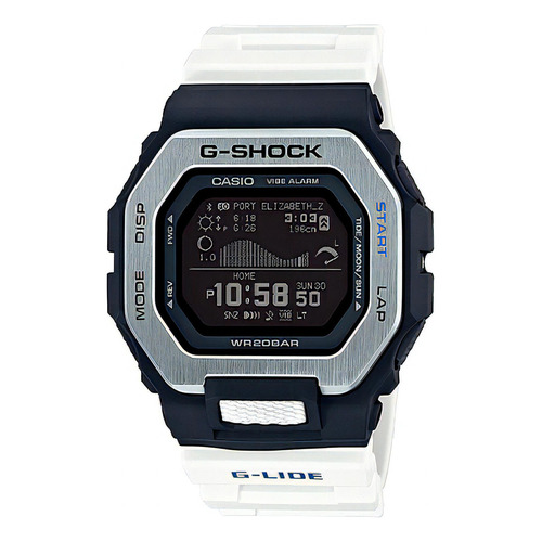 Reloj Casio G-shock Gbx-100-7dr Color de la correa Blanco Color del bisel Plateado Color del fondo Negro