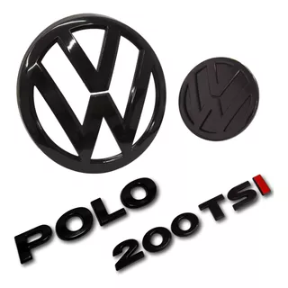 Kit 4 Emblemas Black Grade Porta Malas Vw Novo Polo 200 Tsi