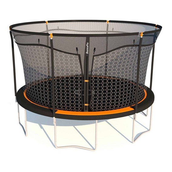 Trampolín Bounce Pro Tr-0178-168 Con Diámetro De 426 Cm Lona de salto Negro Cobertor de resortes Naranja