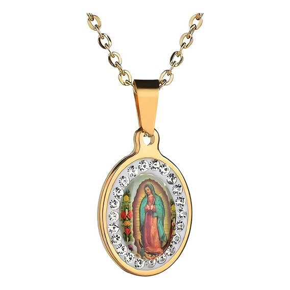 Collar Virgen Guadalupe Enchape De Oro 18 K  