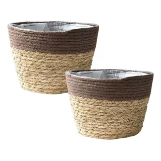 Set De 2 Macetas De Yute Seagrass Florero Canasto Cesto Lcm