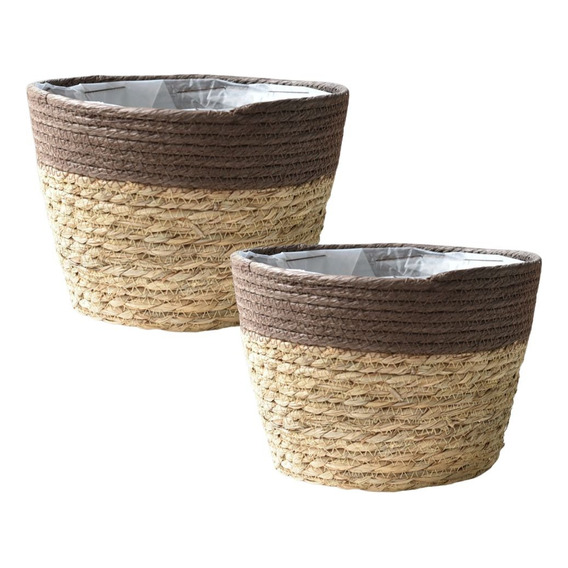 Set De 2 Macetas De Yute Seagrass Florero Canasto Cesto Lcm