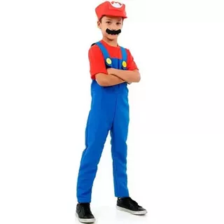 Fantasia Infantil Super Mario Bros Luxo Mario / Luigi Menino