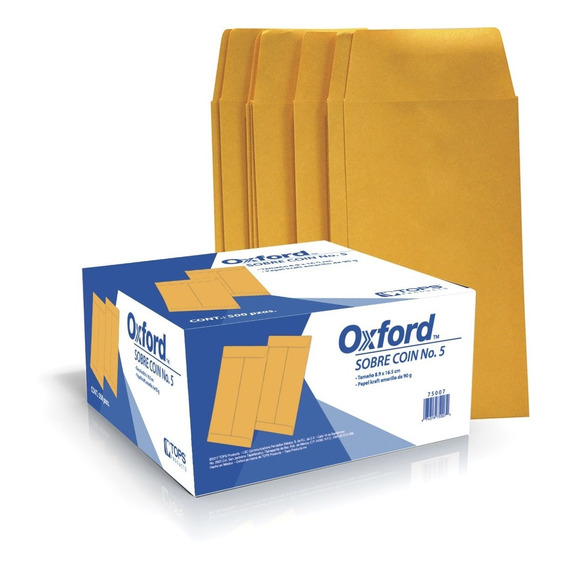 Sobre Coin Oxford, Engomado,amarillo, 90 Grs, 1000 Piezas