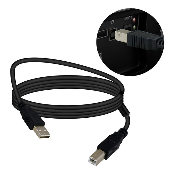 Cable Usb 2.0 Para Impresora Proyector Multifuncional 1.3mts Color Negro