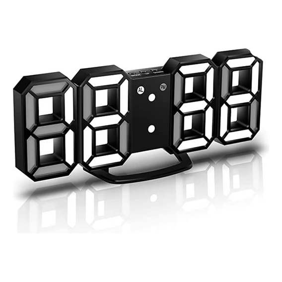 Reloj 3d Despertador Mesa Led Grande Usb Base Pared Pila