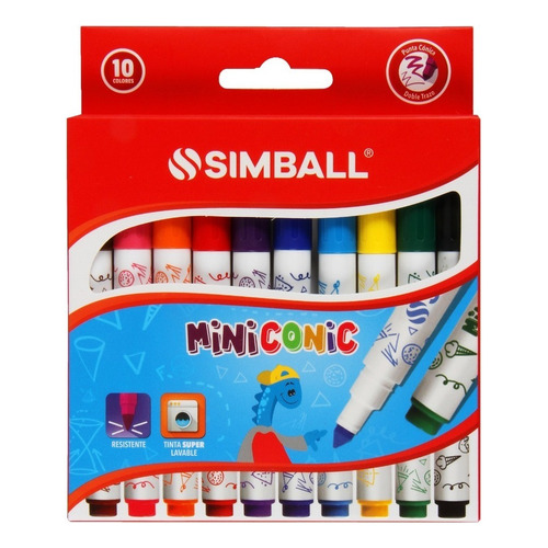 Marcadores De Colores Mini Conic X 10 Unidades Simball