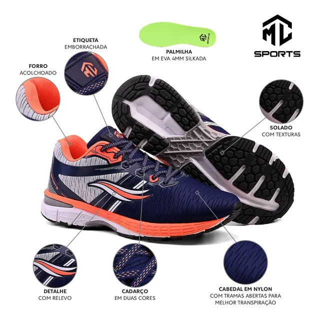 Tênis Unissex Para Academia Caminhada Confortável Preto