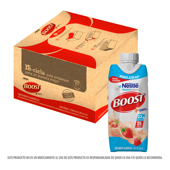 Suplemento Boost Menos Azúcar Sabor Fresa X12 Und 330ml