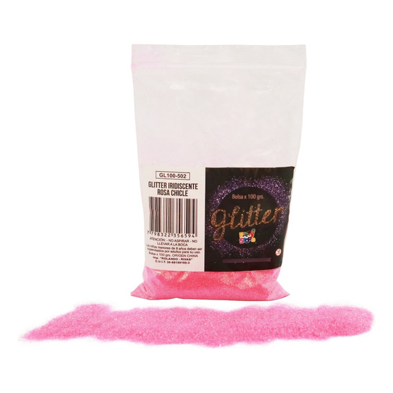 Glitter Gibre Givre Purpurina 100g Rosa Chicle Iridiscente