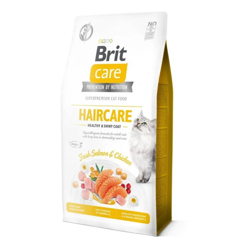 Alimento Brit Brit Care Grain-Free Haircare Healthy & Shiny Coat para gato adulto sabor salmón y pollo y linaza en bolsa de 7kg