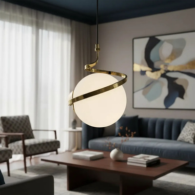 Colgante 1 Luz Helix Dorado Globo Opal Apto Led E27 Ld Dorado