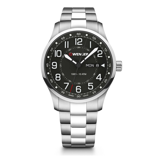 Reloj Attitude Correa De Acero Inox, Dial Negro