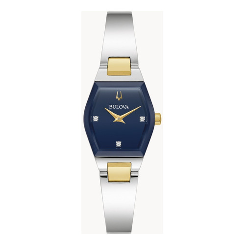 Reloj Bulova 98p216 Geminis Para Mujer Ts Color de la correa Plateado Color del bisel Negro Color del fondo Azul