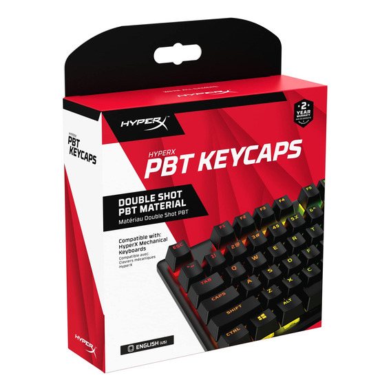 Teclado PBT Keycaps HyperX Inglés 104 teclas Color Negro