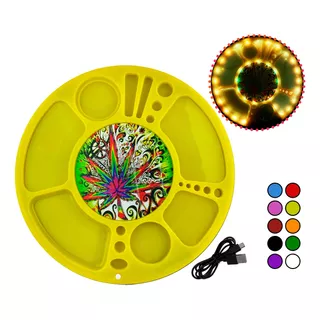 Bandeja Headshop Giratoria Led Rolling Spin Tray Portátil