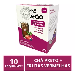 Chá Leão Gelado, Preto E Frutas Vermelhas, 10 Saquinhos.