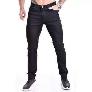 Pantalon Jeans Semi Chupin Negro Calidad Premium