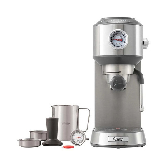 Cafetera Compacta De Espresso Oster Bvstem7200 Color Plata Color Plateado