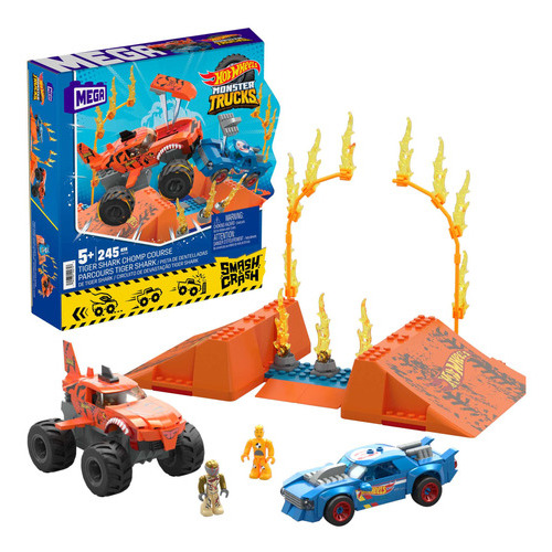 Mega Hot Wheels Construcción Monster Trucks S&c Tiger Shark Cantidad De Piezas 226