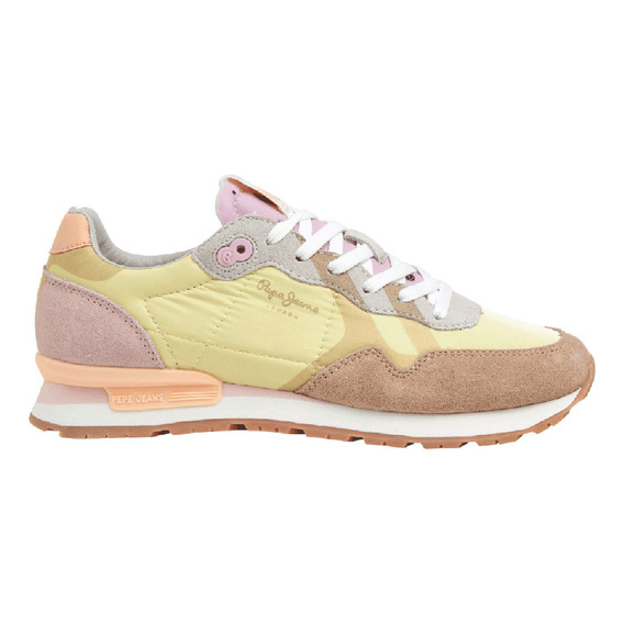 Tenis Pepe Jeans Mujer Brit Print Dana W Amarillo - Blanco