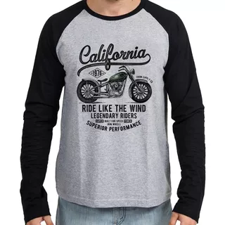 2 Camiseta Blusa Manga Longa Davidson Califórnia Moto Harle