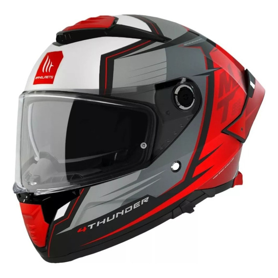 Casco Mt Helmets Thunder 4sv Pental Rojo/ Gris Para Moto