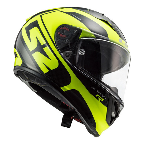 Casco Moto Gp Carbono Ls2 323 Arrow Sting + Pinlock Color Negro/Amarillo fluo Tamaño del casco XL