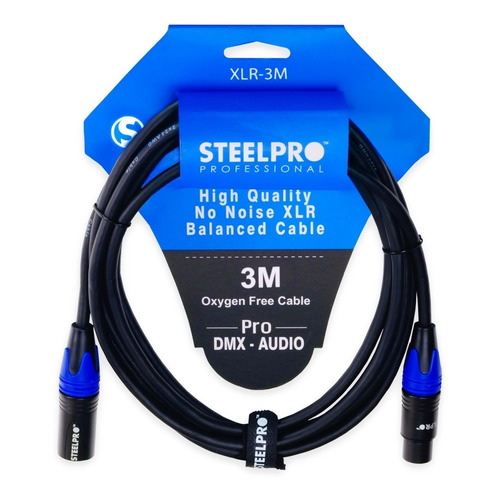 Cable Xlr 3m Balanceado Profesional Macho - Hembra Steelpro