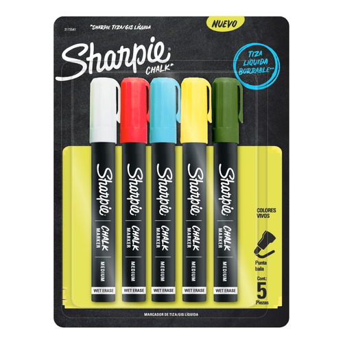 Set 5 Marcadores Tiza Sharpie Chalk Para Pizarra Y Vidrio