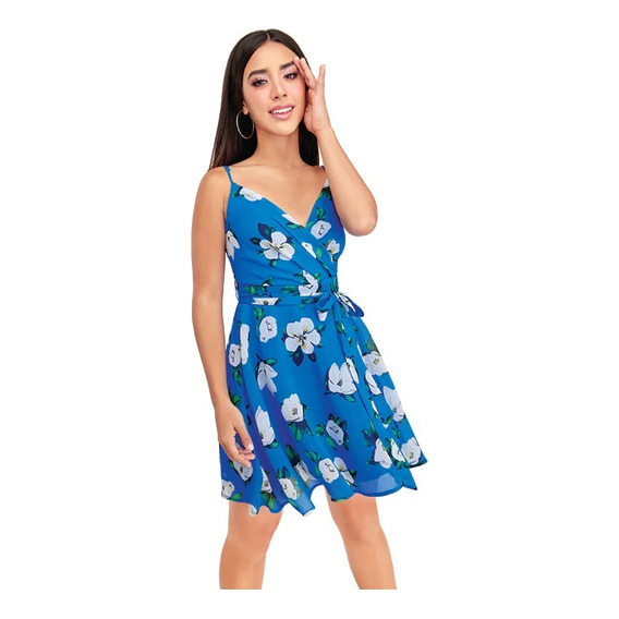 Vestido Casual Mujer Azul Multicolor 913-21