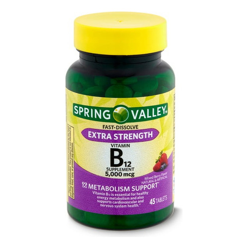 Vitamina B12 Sublingual Con Cianocobalamina 5000 Mcg 45 Ct Cereza