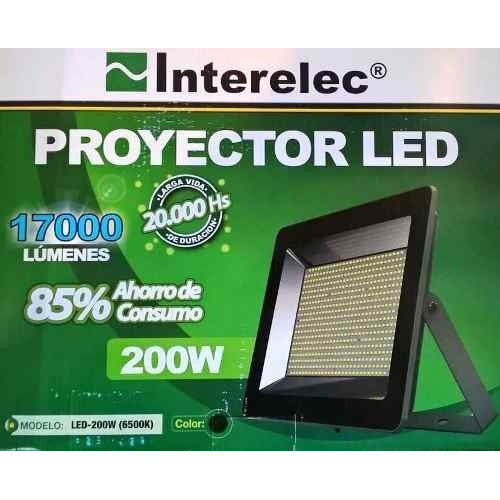 Reflector LED Interelec LED-200W 200W con luz blanco frío y carcasa negro 220V