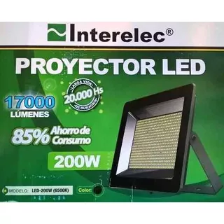 Reflector Led Interelec Led-200w 200w Con Luz Blanco Frío Y Carcasa Negro 220v