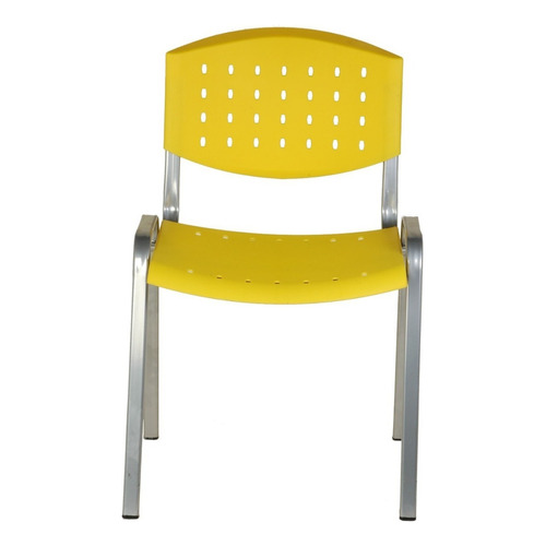 Silla Fija Oficina Apilable Plastica Caños En Gris Reforzada Color Amarillo