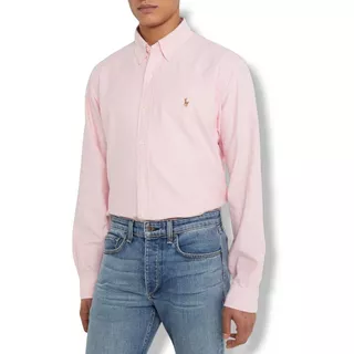 Camisa Algodón Polo Oxford Rosa Claro Multicolor