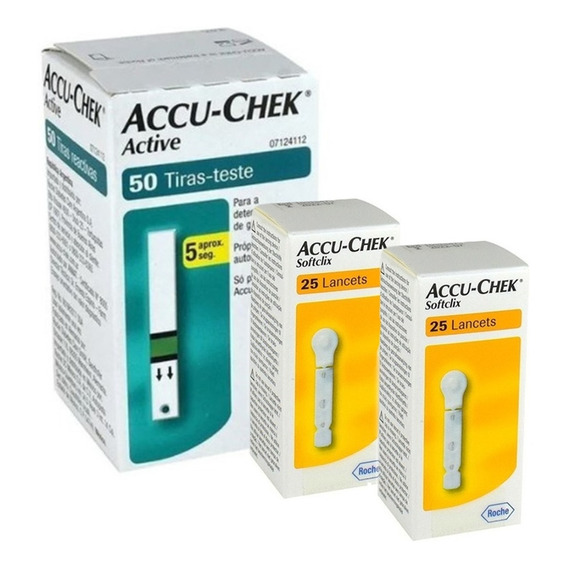 Kit De 50 Tiras Reactivas Accu-chek Active Con 50 Lancetas