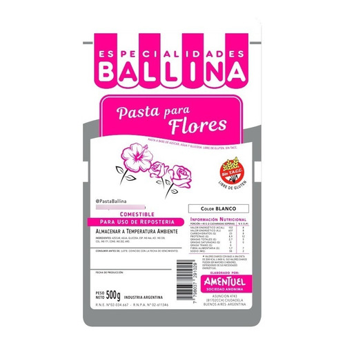 Pasta P/ Flores Ballina X 500 Grs