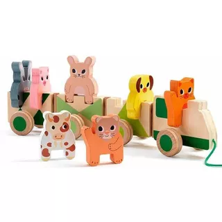 Tren Madera Arrastre Equlibrio Animales Djeco Cadaques Kids