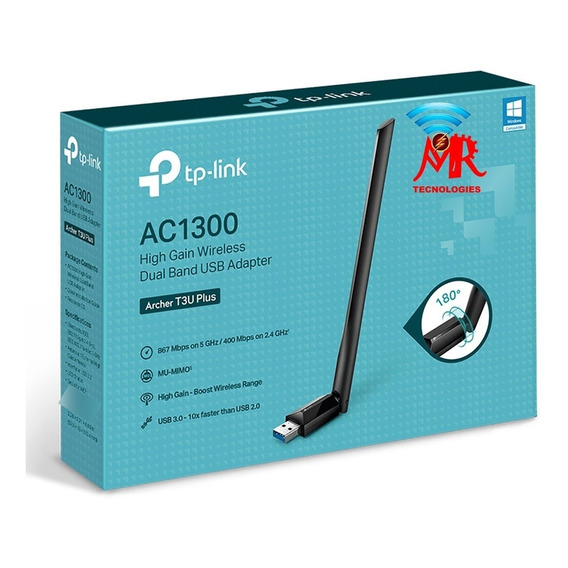 Archer T3u Plus Usb Inalámbrico Banda Dual Ac1300 High Power